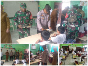 Polsek Buay Bahuga Monitoring Pembagian MBG Sekaligus Berikan Binluh Ke Pelajar Sekola