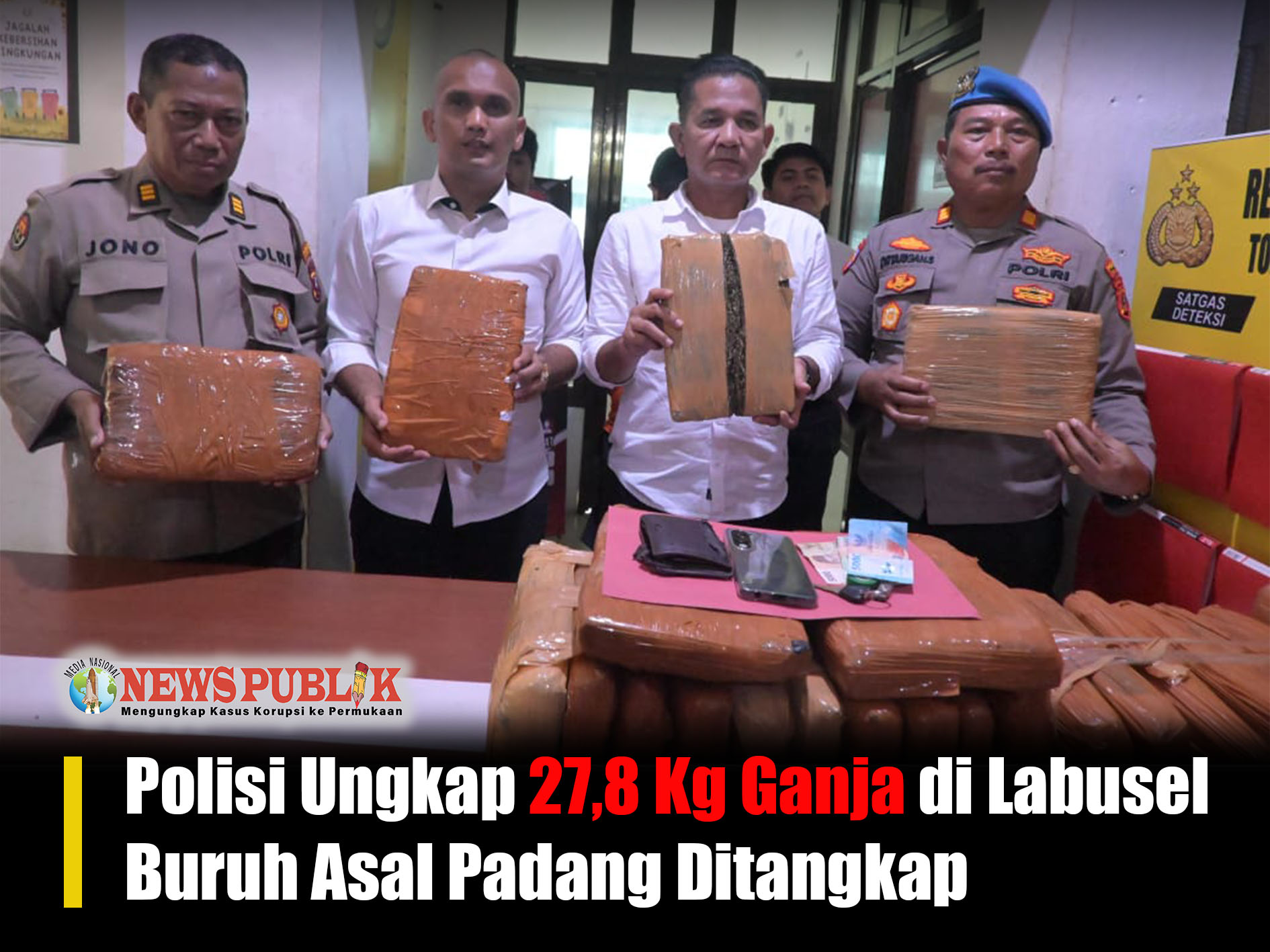 Polisi Ungkap 27,8 Kg Ganja di Labusel, Buruh Asal Padang Ditangkap