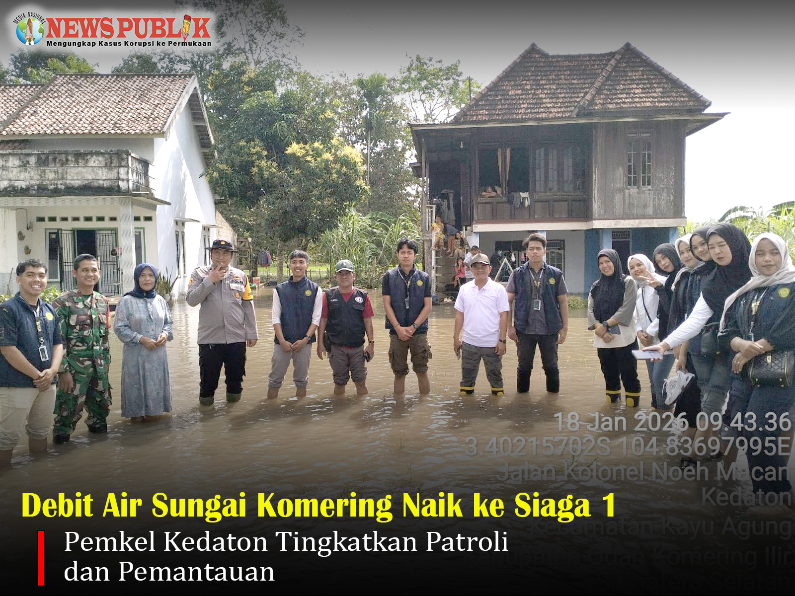 Debit Air Sungai Komering Naik ke Siaga 1, Pemkel Kedaton Tingkatkan Patroli dan Pemantauan