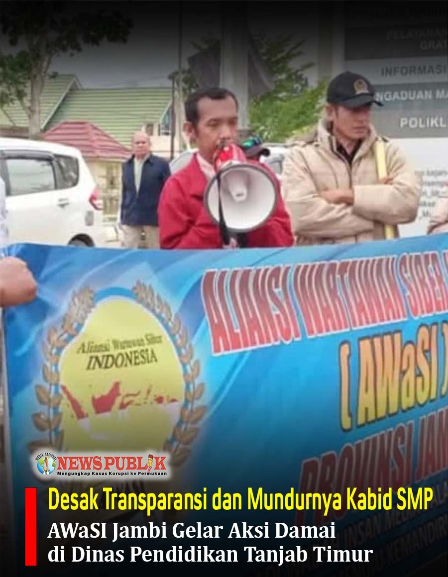 Desak Transparansi dan Mundurnya Kabid SMP, AWaSI Jambi Gelar Aksi Damai di Dinas Pendidikan Tanjab Timur