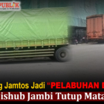 Simpang Jamtos Jadi “Pelabuhan Darat”, Dishub Jambi Tutup Mata?