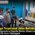 Diduga Terperosok Jalan Berlubang, Pengendara Sepeda Motor Alami Luka di Fly Over Cikampek