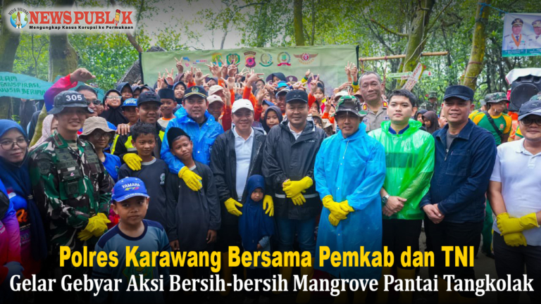 Polres Karawang Bersama Pemkab dan TNI Gelar Gebyar Aksi Bersih-bersih Mangrove Pantai Tangkolak