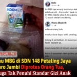 Menu MBG di SDN 148 Petaling Jaya Muaro Jambi Diprotes Orang Tua, Diduga Tak Penuhi Standar Gizi Anak
