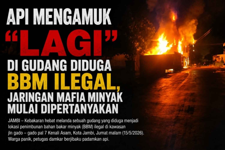 kenakaran gudang BBM penimbungan minyak ilegal jambi