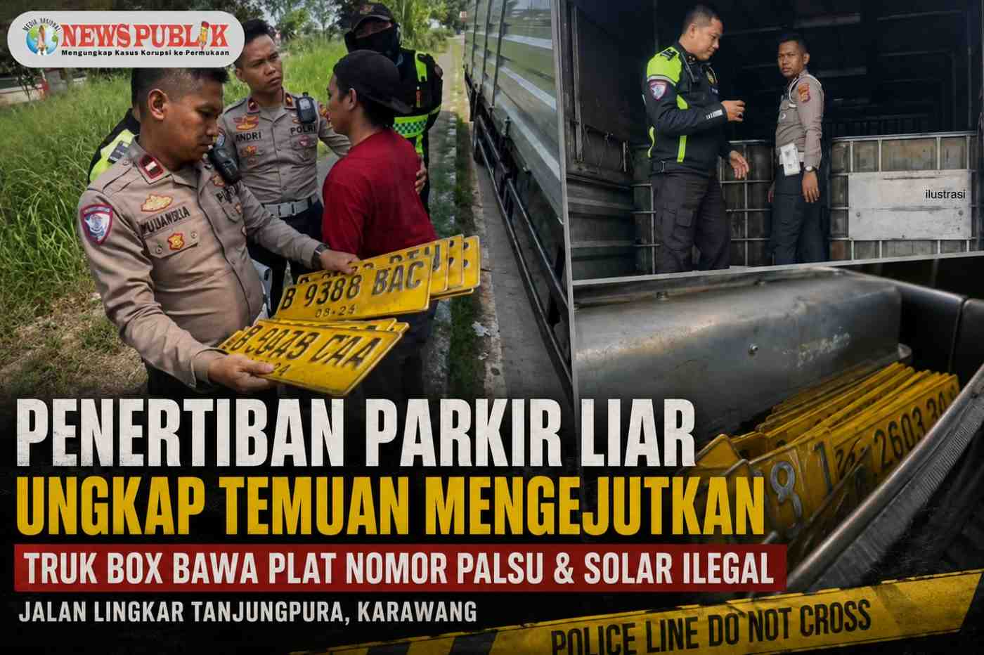 Penertiban Parkir Liar di Karawang Ungkap Temuan Mengejutkan, Truk Box Diduga Bawa Plat Nomor Palsu dan Solar Ilegal