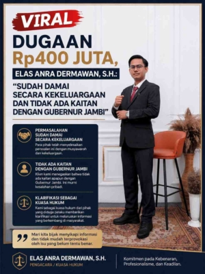 Elas Anra Dermawan klarifikasi dugaan dana Rp400 juta di Jambi