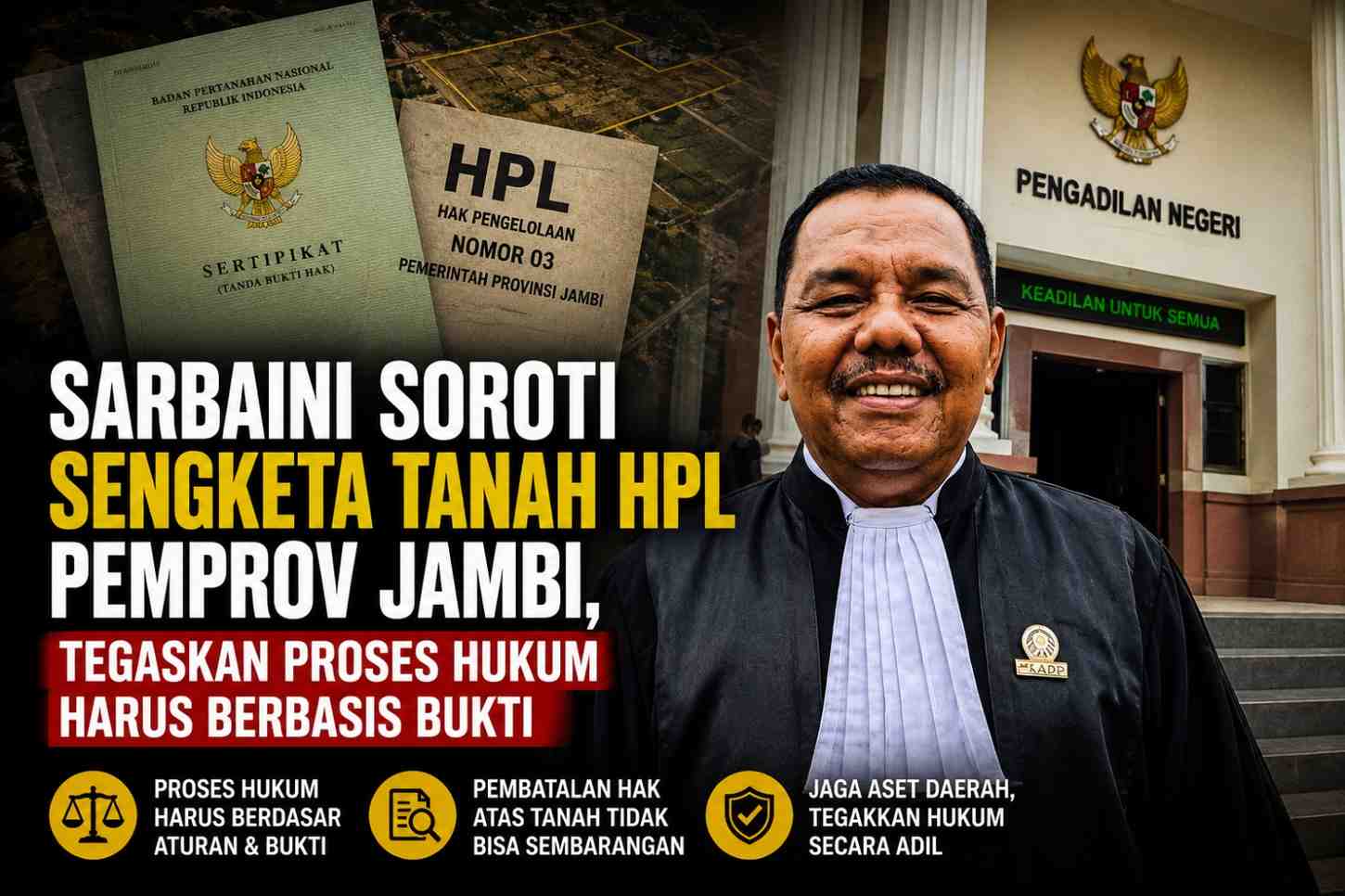 Sarbaini Soroti Sengketa Tanah HPL Pemprov Jambi
