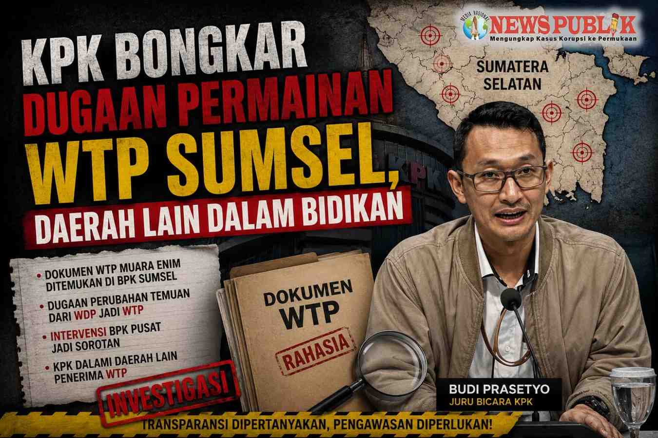 KPK Bongkar Dugaan Permainan WTP Sumsel, Daerah Lain dalam Bidikan
