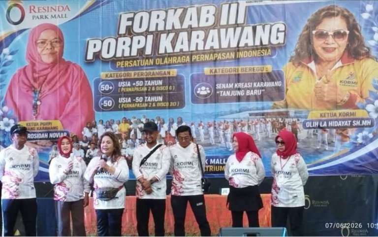 Peserta PORPI Kabupaten Karawang mengikuti kegiatan FORKAB III KORMI di Resinda Park Mall.