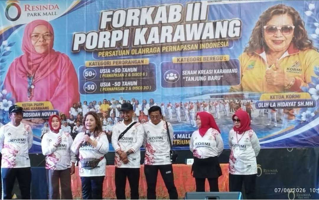 Peserta PORPI Kabupaten Karawang mengikuti kegiatan FORKAB III KORMI di Resinda Park Mall.