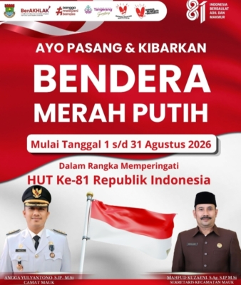 Camat Mauk ajak warga pasang bendera merah putih serentak.