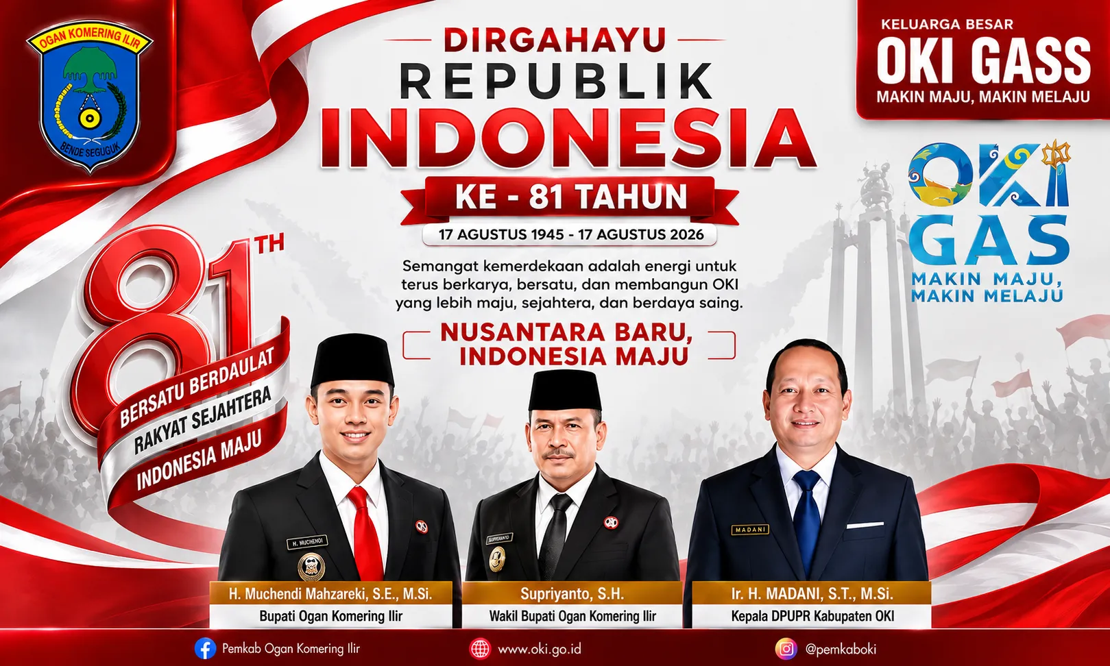 Pemkab OKI Sampaikan Ucapan Dirgahayu Republik Indonesia ke-81