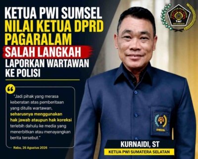 Ketua PWI Sumsel Nilai Ketua DPRD Pagaralam Salah Langkah Laporkan Wartawan ke Polisi