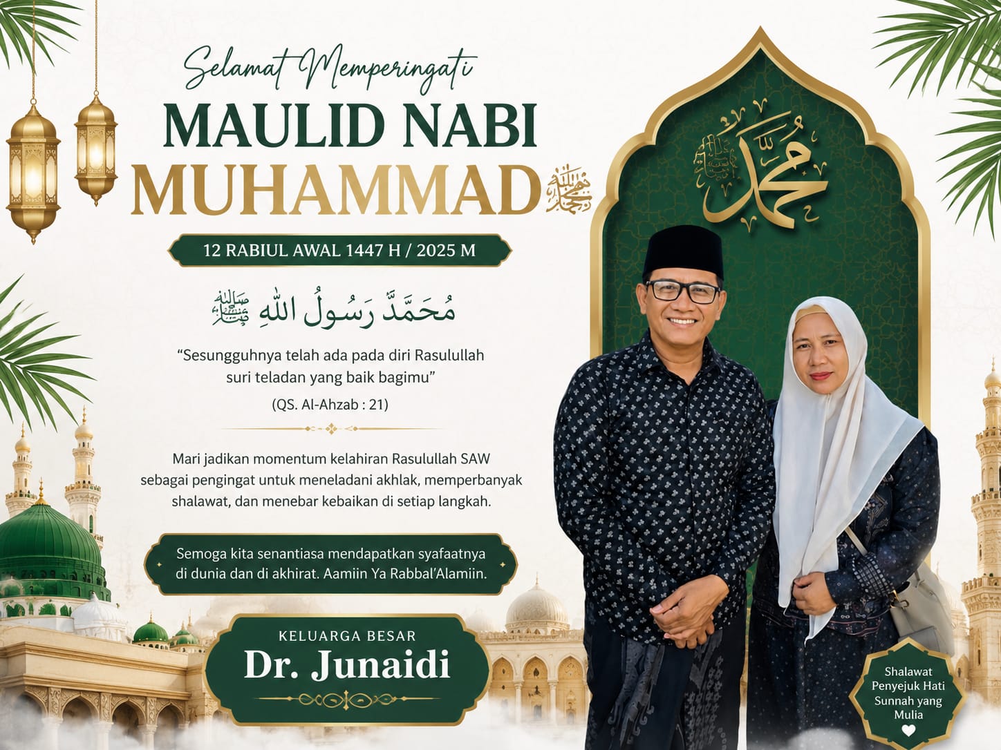 Keluarga Besar Dr. Junaidi Sampaikan Pesan Maulid Nabi Muhammad SAW, Momentum Meneladani Akhlak Rasulullah | News Publik.perss