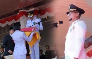 Bupati Labusel Pimpin Penurunan Bendera HUT ke-81 RI, Titip Pesan Persatuan