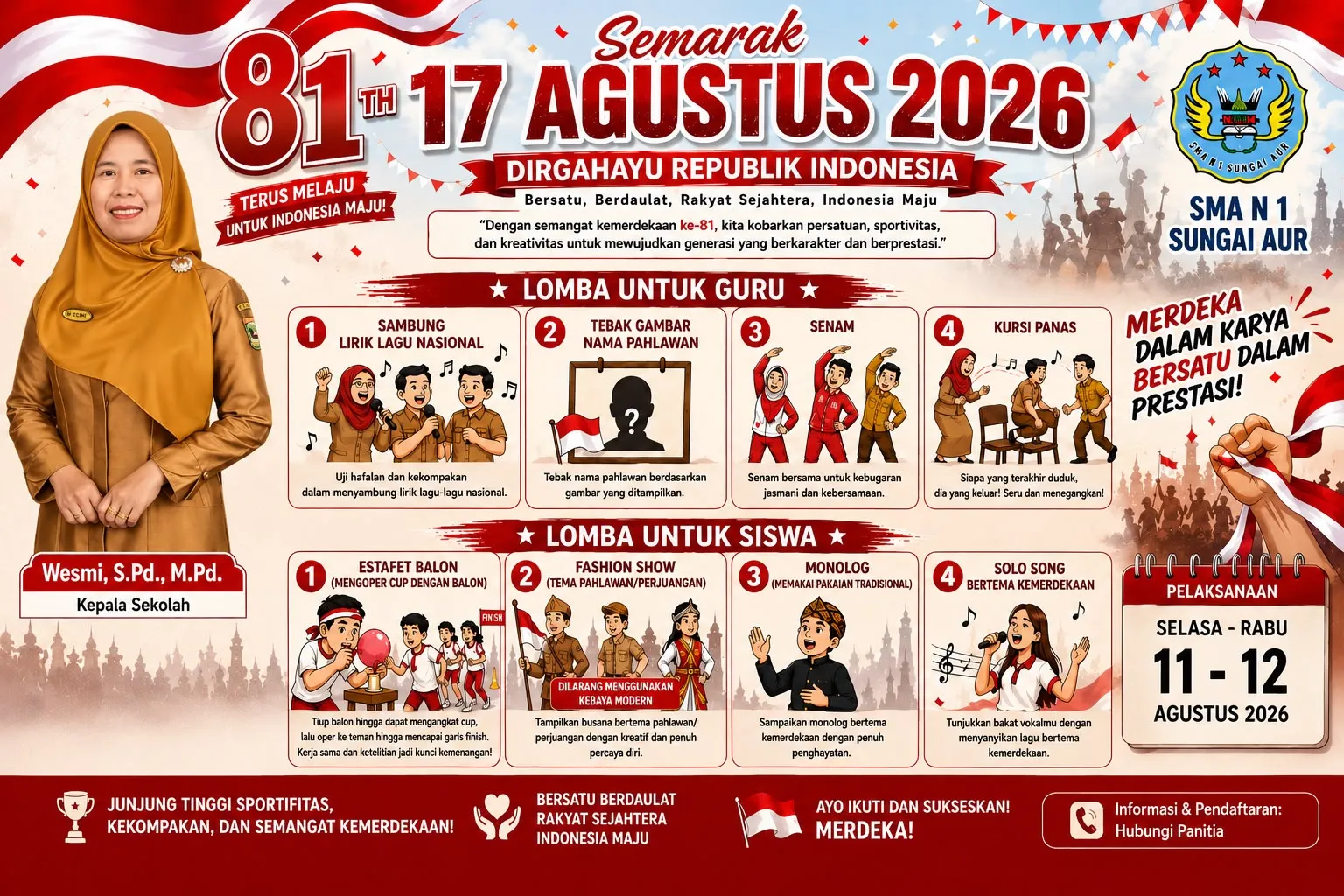 SMAN 1 Sungai Aur Semarakkan HUT RI ke-81 dengan Beragam Lomba