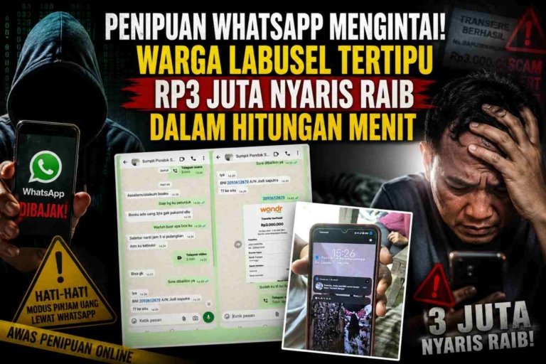Penipuan WhatsApp Mengintai! Warga Labusel Tertipu Rp3 Juta Nyaris Raib dalam Hitungan Menit