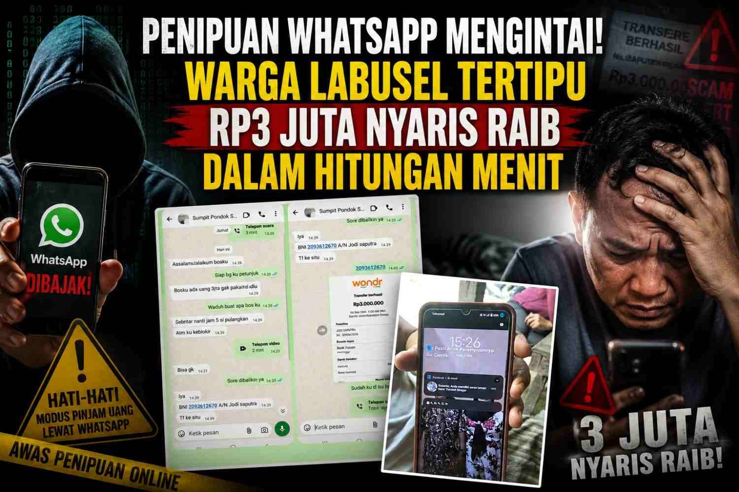 Penipuan WhatsApp Mengintai! Warga Labusel Tertipu Rp3 Juta Nyaris Raib dalam Hitungan Menit