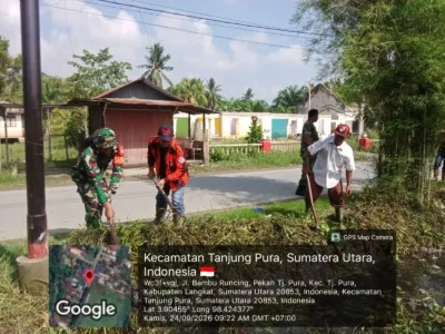 KEGIATAN GOTONG ROYONG Pembersihan Saluran Air – Lingkungan 11 Jalan Bambu Runcing, Tanjung Pura