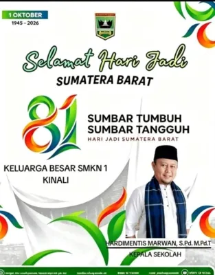 Keluarga Besar SMKN 1 Kinali Mengucapkan Selamat Hari Jadi Sumatera Barat ke-81