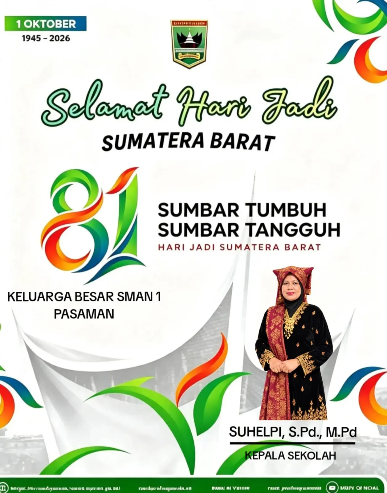 Keluarga Besar SMAN 1 Pasaman Mengucapkan Selamat Hari Jadi Sumatera Barat ke-81 Keluarga Besar SMAN 1 Pasaman Mengucapkan Selamat Hari Jadi Sumatera Barat ke-81