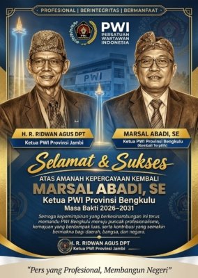 Marsal Abadi Kembali Nahkodai PWI Bengkulu, Ridwan Agus: Pers Harus Profesional dan Tetap Kritis