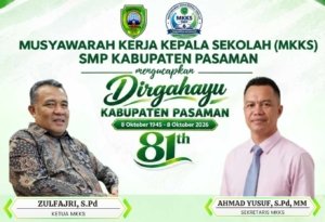 Musyawarah Kerja Kepala Sekolah (MKKS) SMP Kabupaten Pasaman Mengucapkan Dirgahayu Kab. Pasaman ke-81