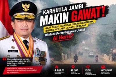 Jambi Diselimuti Asap, Pemerintah Sibuk Memadamkan Api: Di Mana Pencegahan Gubernur Al Haris?” Jambi Diselimuti Asap, Pemerintah Sibuk Memadamkan Api: Di Mana Pencegahan Gubernur Al Haris?”