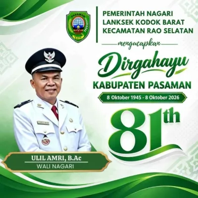 Pemerintah Nagari Lanksek Kodok Barat Mengucapkan Dirgahayu Kab. Pasaman ke-81